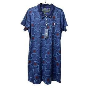 William Murray Big Earner Golf Polo Dress Size 2X Bowling Balls & Roses Blue NWT